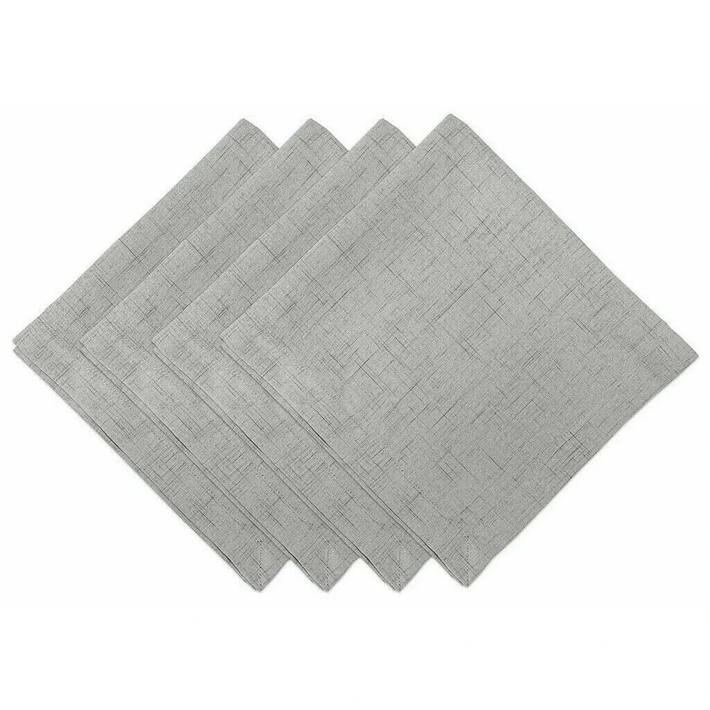 Bardwil Brussels Fabric Napkins Set of 4 Gray Machine Wash 19x19 Easy Care